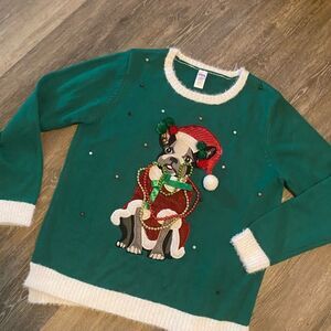 NEw Ugly Christmas Sweater French Bulldog/Festive holiday Sweater Sz XL
